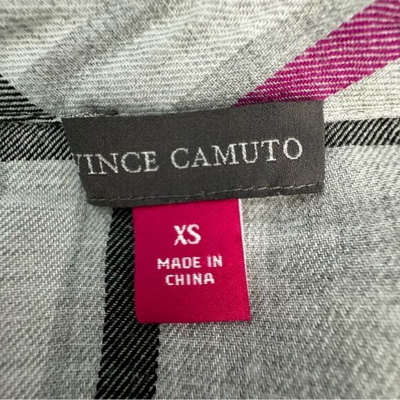 Vince Camuto Plaid Boyfriend Shirt Plaid High Low Long Sleeve SZ XS - Picture 13 of 14